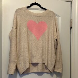 CeCe Beige Sweater with Pink Heart